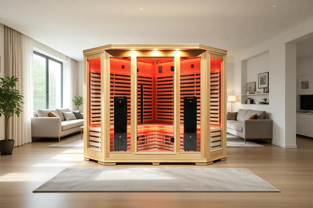 Blisspod Vienna RED 4–5 Person Full-Spectrum Infrared Corner Sauna